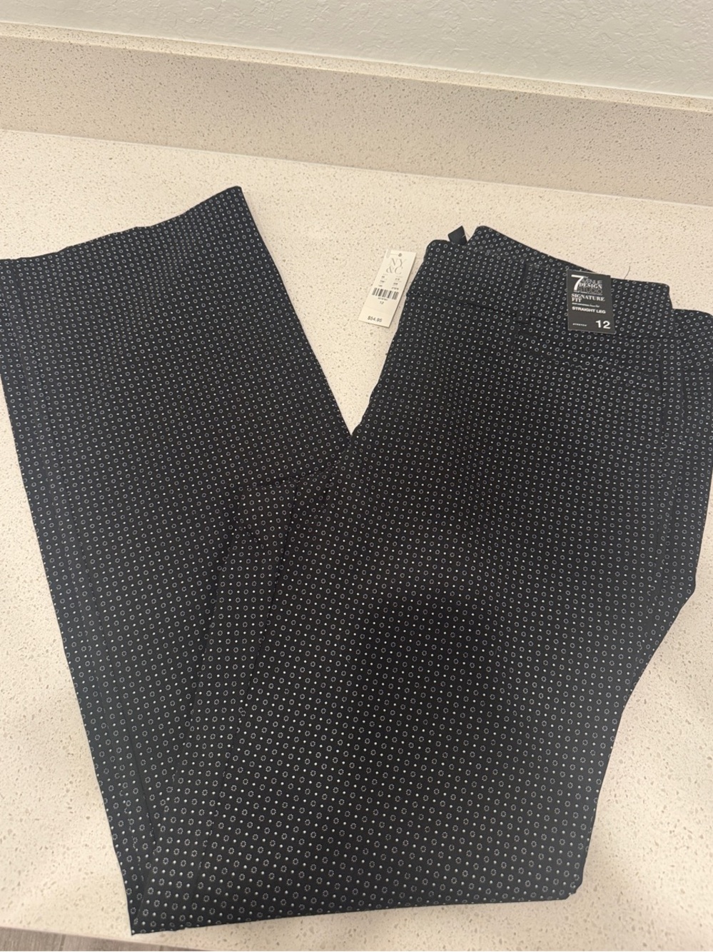 New York & Company Black Microdot Straight Leg Pants